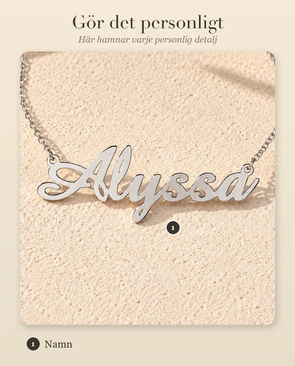 Namnhalsband i 925 Sterling Silver - personaliseringsguide: var namnet hamnar