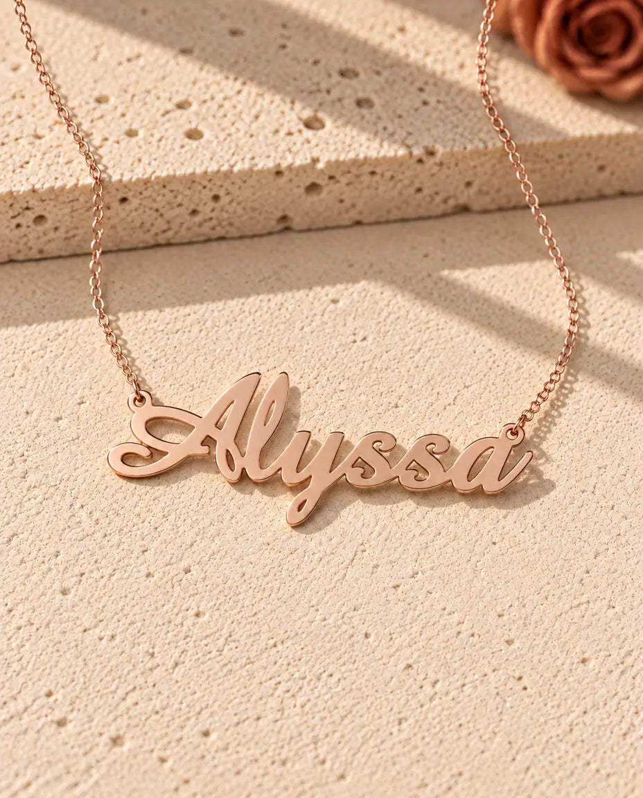 Namnhalsband i 925 Sterling Silver - roséguldfinish