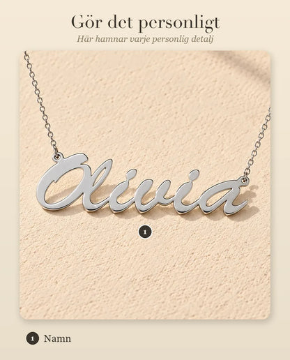 Namnhalsband i 925 Sterling Silver - personaliseringsguide: var namnet hamnar