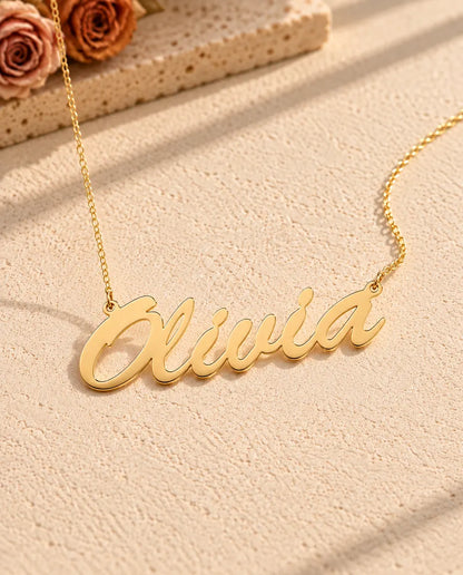 Namnhalsband i 925 Sterling Silver - guldfinish