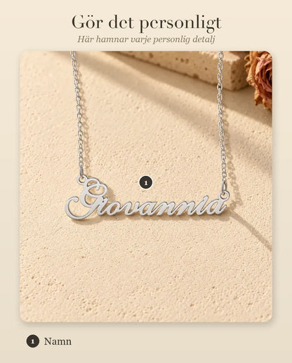 Namnhalsband i 925 Sterling Silver - personaliseringsguide: var namnet hamnar