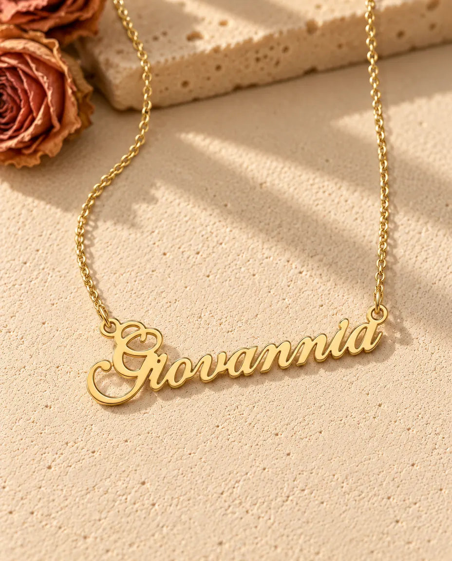 Namnhalsband i 925 Sterling Silver - guldfinish