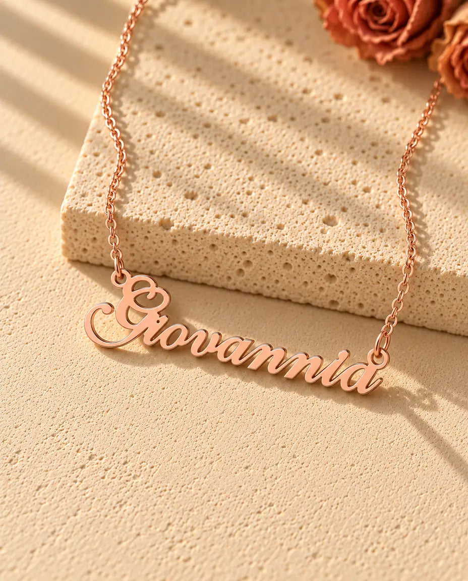 Namnhalsband i 925 Sterling Silver - roséguldfinish
