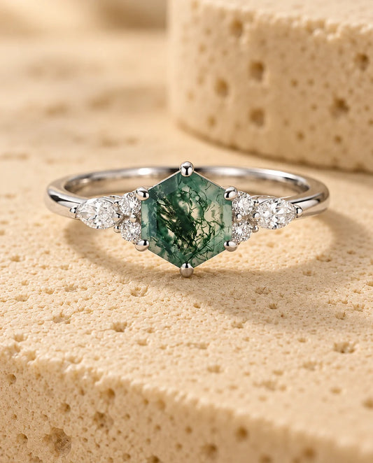 Moss Agate Ring - framifrån