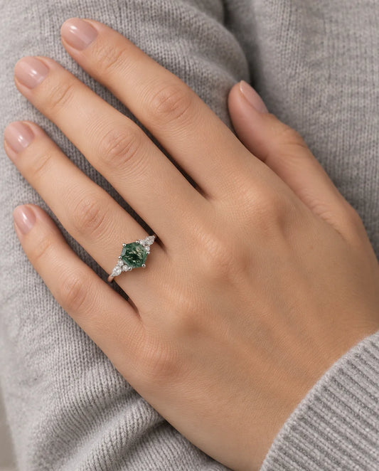Moss Agate Ring - buren på handen