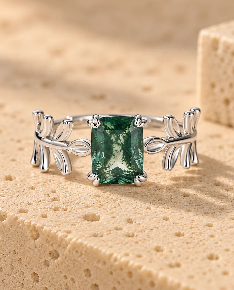 Moss Agate Ring - framifrån