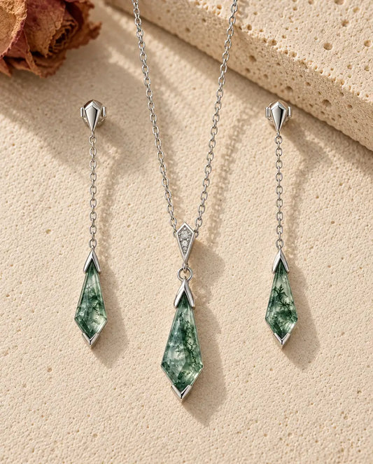Moss Agate Smyckesset - hela setet